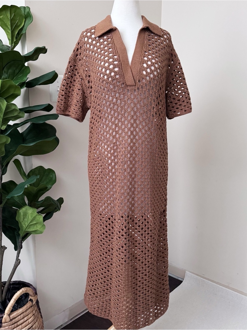 NWOT Brown Crocheted Dress - Picture 2 of 14